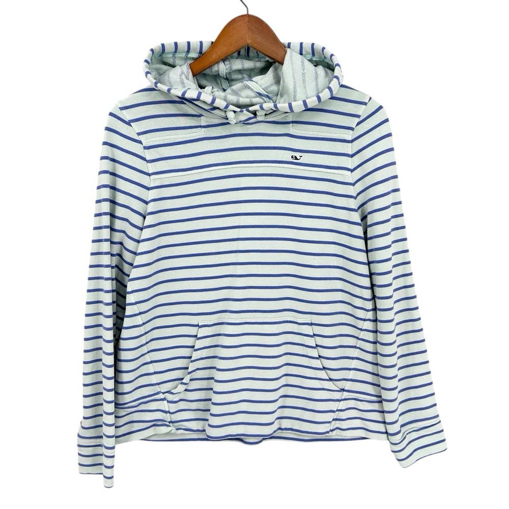 VINEYARD VINES Hoodie Striped Pullover Sweater Cotton Green Blue